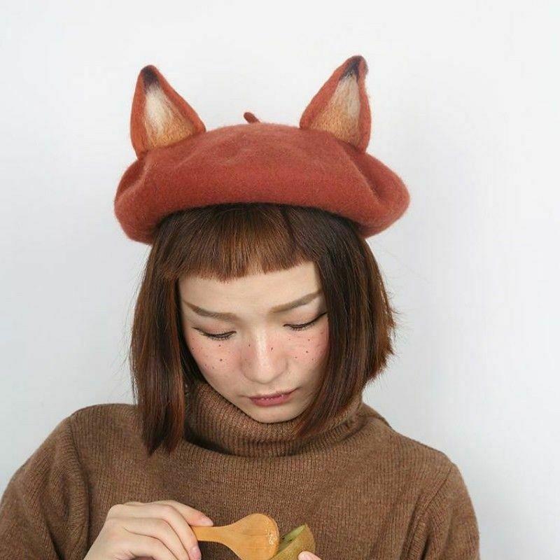 Women Cats Ear Wool Felt Beret Cap Cute Warm Painter Hat Christmas Winter Wool Felt Cap JL, Light grey 
Women Cats Ear Wool Felt Beret Cap Cute Warm Painter Hat Christmas Winter Wool Felt Cap JL, Light grey