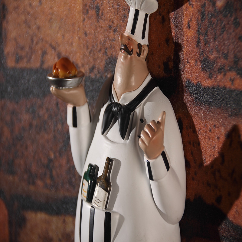 VILEAD 26cm 2Pcs/Set Resin Wall Hanging Chef Figurines Vintage Creative Ornaments For Home Christmas Decoration Supplies Gifts T200710