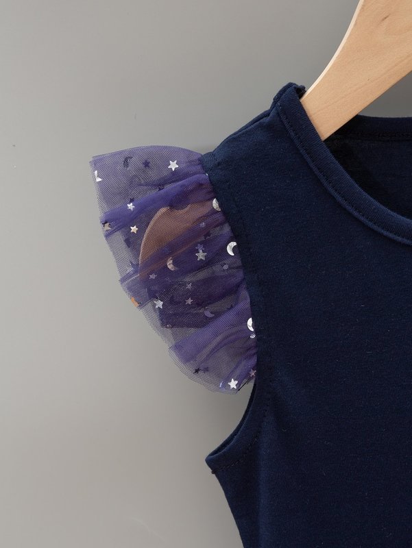 Toddler Girls Ruffle Sleeve Star Mesh Dress SHE