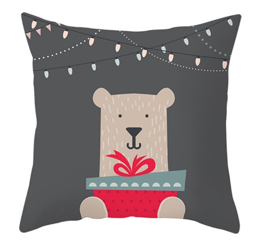 Cute Animal Pattern Cushion Cover Cartoon Christmas Style Pillow Cover for Home Sofa Car Decorative Throw Pillowcase