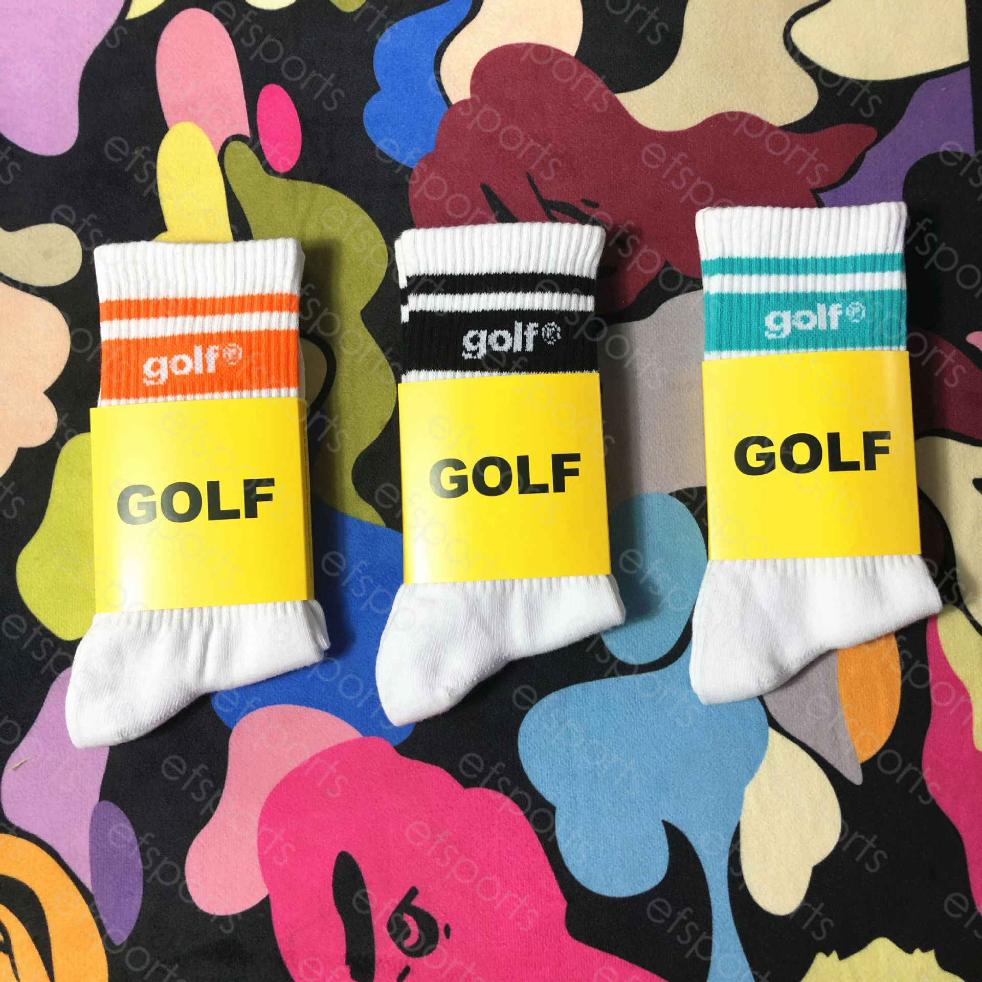 Tide brand golf letter socks three-color striped hipster mint green orange socks cotton sports medium socks for men and women, Black
Tide brand golf letter socks three-color striped hipster mint green orange socks cotton sports medium socks for men and women, Black