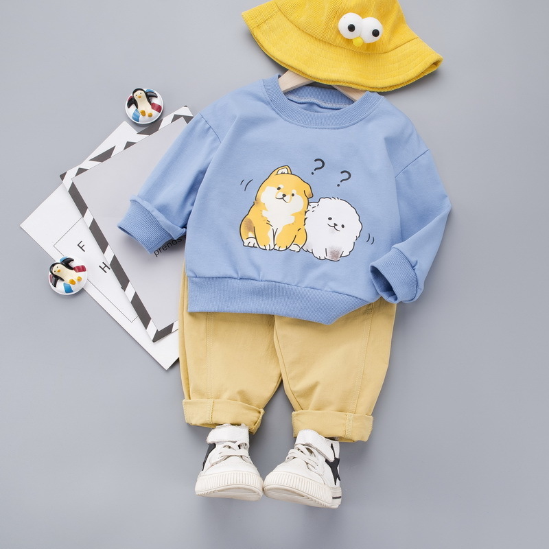 Spring Autumn Children Baby Boys Girls Cotton Clothes Cartoon T-Shirt Pants 2pcs/Sets Toddler Casual Clothing Infant TracksuitsX1019