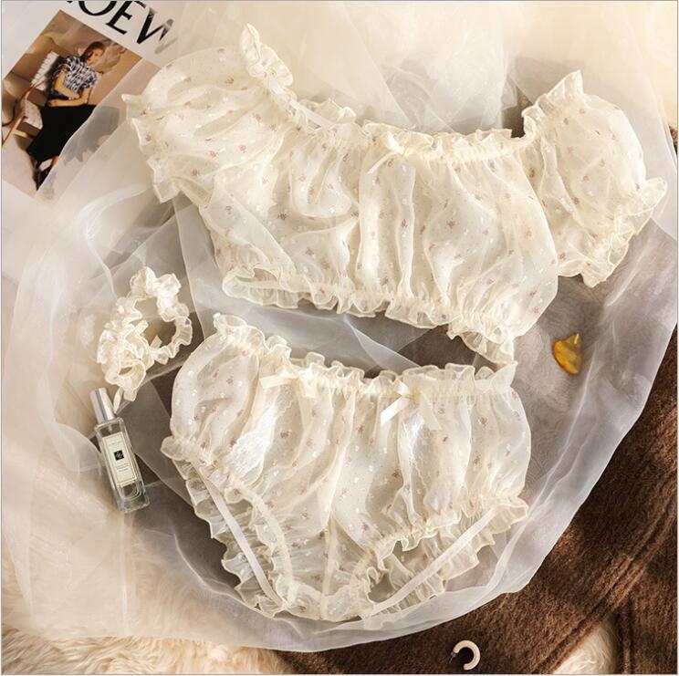 Pink Stitch Pajamas for Women Sexy Lingerie Sleepwear Pj Set Nightwear Shorts Chiffon Floral Sleep Wear Cute Lolita Home Clothes LJ200921