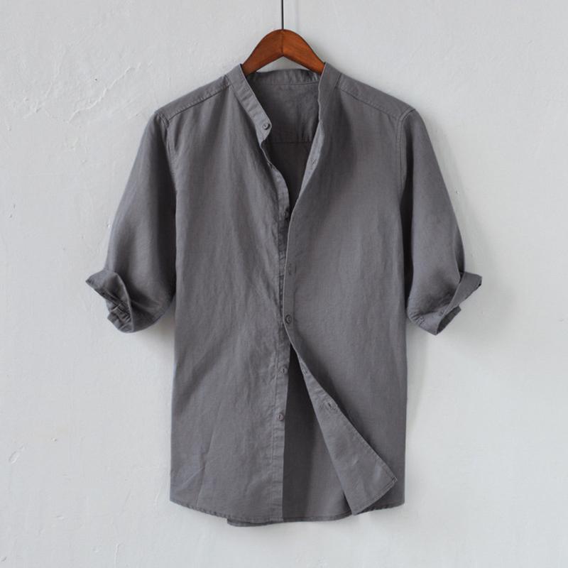 KANCOOLD Shirt Summer Men's Breathable Solid Color Button Cotton Shirt Five-point sleeve Sleeve Casual Loose Male Camisa Jun15, White;black
KANCOOLD Shirt Summer Men's Breathable Solid Color Button Cotton Shirt Five-point sleeve Sleeve Casual Loose Male Camisa Jun15, White;black