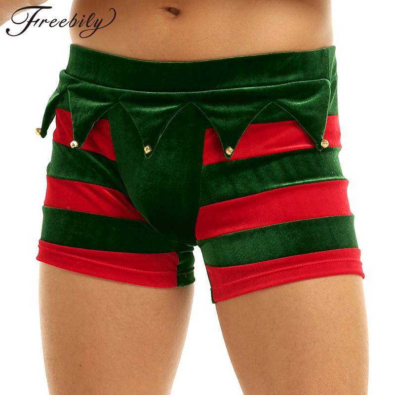 Men boxers Velvet Wide Elastic Waistband Bulge Pouch Christmas Holiday Fancy Cosplay Costume Striped Boxer Shorts with Bells, Red
Men boxers Velvet Wide Elastic Waistband Bulge Pouch Christmas Holiday Fancy Cosplay Costume Striped Boxer Shorts with Bells, Red
