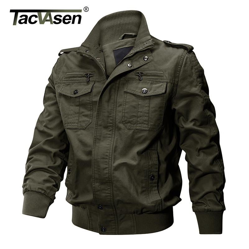 TACVASEN Jackets Men Winter Military Airsoft Jacket Pilot Bomber Jacket Coat Multi-Pockets Casual Cargo Work Jacket Men Clothing 201119