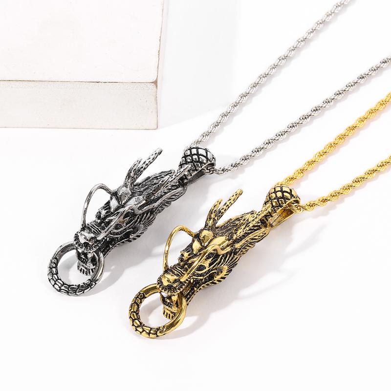 Chinese Dragon Head Pendant Necklace For Men Fashion Vintage Gold Silver Color Long Chain Necklaces Male Charm Jewelry
Chinese Dragon Head Pendant Necklace For Men Fashion Vintage Gold Silver Color Long Chain Necklaces Male Charm Jewelry