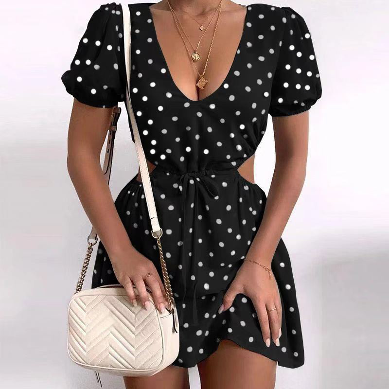 New Polka Dot v Neck Wrap Es Female High Waist Hollow Short Sleeve Holiday Beach Lady Casual Mini Party Vestidos 2021 3tid, Blue
New Polka Dot v Neck Wrap Es Female High Waist Hollow Short Sleeve Holiday Beach Lady Casual Mini Party Vestidos 2021 3tid, Blue