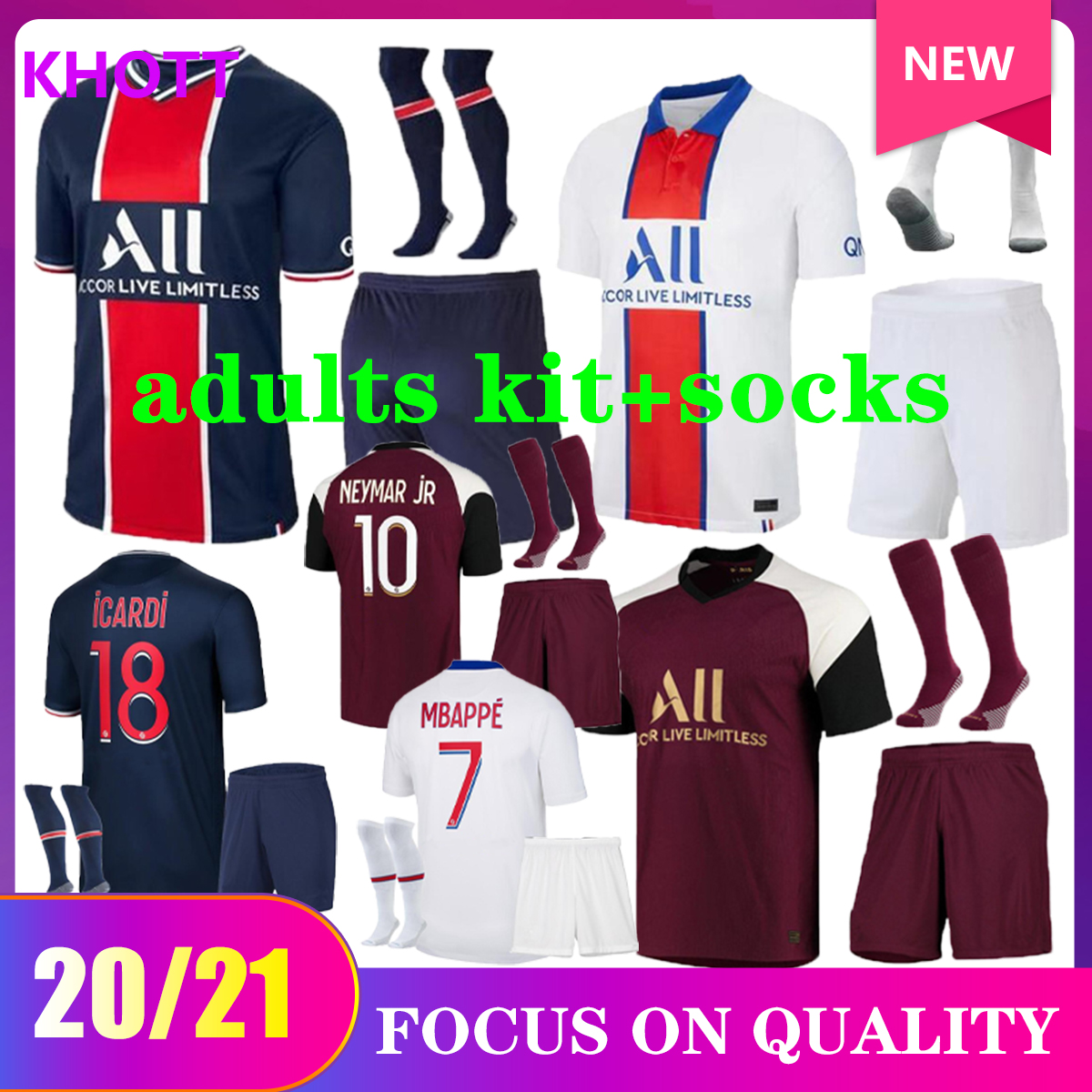 2020 2021 Paris soccer jersey home away adult kits set 20/21 Paris MBAPPE Maillots de foot ICARDI VERRATTI football shirt kit uniforms, Black;yellow
2020 2021 Paris soccer jersey home away adult kits set 20/21 Paris MBAPPE Maillots de foot ICARDI VERRATTI football shirt kit uniforms, Black;yellow