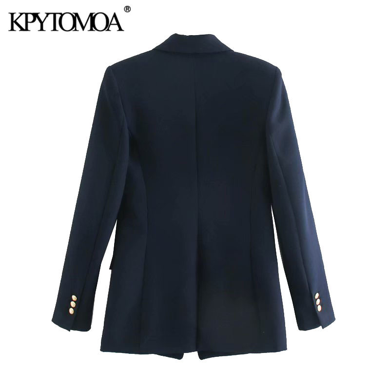 KPYTOMOA Women Fashion With Metal Buttons Blazers Coat Vintage Long Sleeve Back Vents Female Outerwear Chic Tops 201106