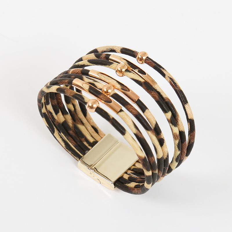 Ladies Magnet Clasp Leopard-print Bracelet Bangle True Leather Multilayer Bracelet Gold Copper Accessory Jewelry Gift for Women1
Ladies Magnet Clasp Leopard-print Bracelet Bangle True Leather Multilayer Bracelet Gold Copper Accessory Jewelry Gift for Women1