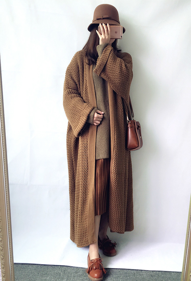 GETSRING Women Cardigan Winter Sweater Women Extra Long Loose Wool Thick Womens Knitwear Spring Solid Long Sleeve OverCoat 201128