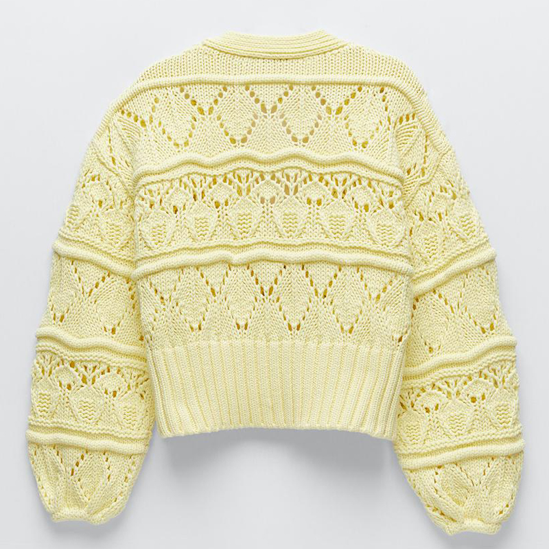 AGong Casual V Neck Sweaters Women Fashion Jewelry Buttons Yellow Sweater Women Elegant Single Breasted Sweater Female Ladies HG T200910