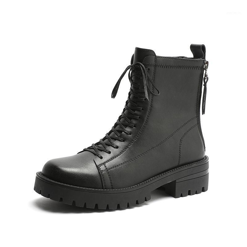 Women's genuine leather back zip decoration autumn winter lace-up flats motorcycle boots platform flats leisure short boots shoe1, Black
Women's genuine leather back zip decoration autumn winter lace-up flats motorcycle boots platform flats leisure short boots shoe1, Black