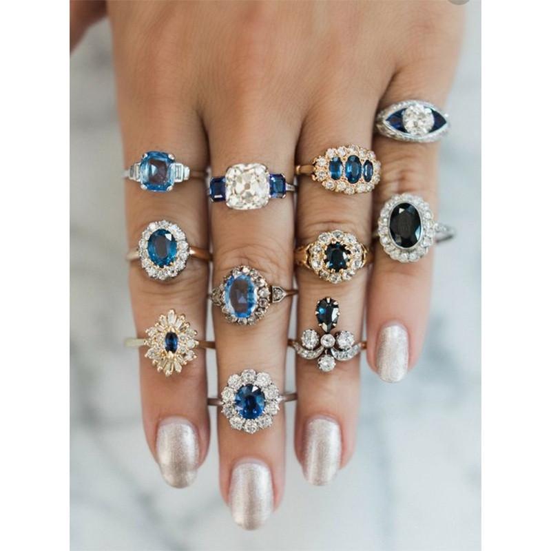 11 Pcs/set Women Blue Crystal Geometry Round Water Drops Irregular Flower Ring Set Charm Party Wedding Jewelry Accessories
11 Pcs/set Women Blue Crystal Geometry Round Water Drops Irregular Flower Ring Set Charm Party Wedding Jewelry Accessories