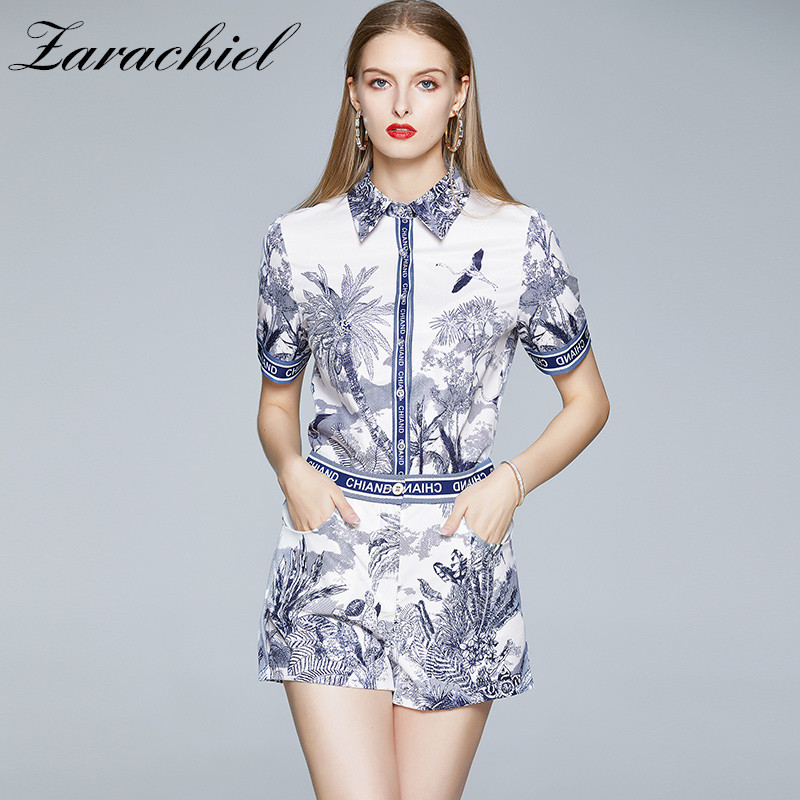 Fashion Designer Print Letter Suit Set Women Short Sleeve Shirt Top + Island Tree High Waist Pocket Shorts Female Two-piece Suit 201009, 2 piece set
Fashion Designer Print Letter Suit Set Women Short Sleeve Shirt Top + Island Tree High Waist Pocket Shorts Female Two-piece Suit 201009, 2 piece set