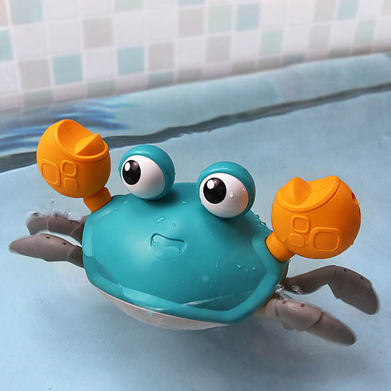 Clockwork Toy Cartoon Crab Swimming Summer Beach Toy Wind up Kids Development Bath Toys Gift for Children Toddlers Boys Girls LJ201019