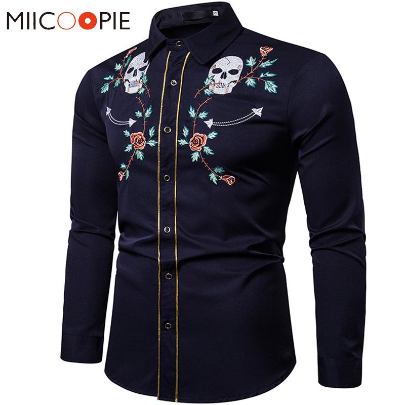 Men Shirts Slim Fit Long Sleeve 2020 New Causal Rose Skull Embroidery Camisa Social Shirts Men Dress Western Style Streetwear, A53-navy
Men Shirts Slim Fit Long Sleeve 2020 New Causal Rose Skull Embroidery Camisa Social Shirts Men Dress Western Style Streetwear, A53-navy