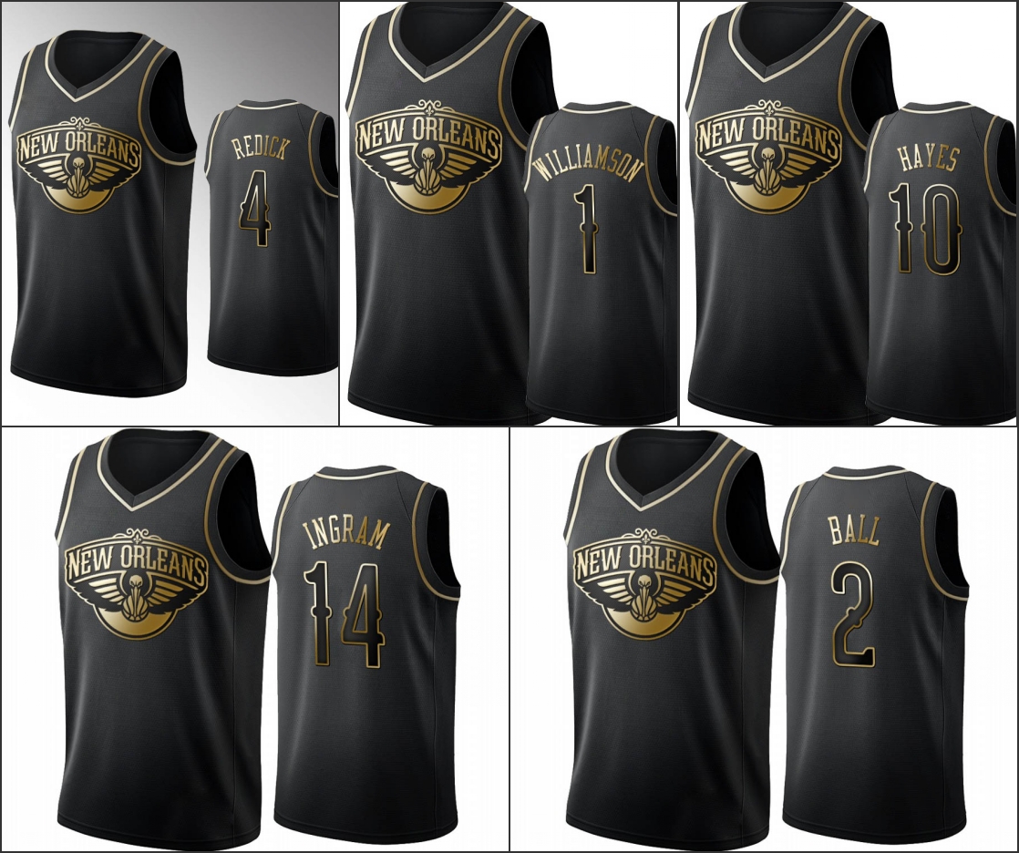 New Orleans Pelicans''Men Zion Williamson Jaxson Hayes Lonzo Ball Brandon Ingram J.J. Redick Black Golden Edition Jersey
New Orleans Pelicans''Men Zion Williamson Jaxson Hayes Lonzo Ball Brandon Ingram J.J. Redick Black Golden Edition Jersey