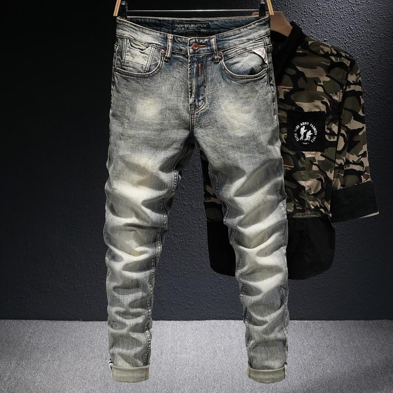 Italian Style Fashion Men Jeans Retro Wash Elastic Cotton Slim Fit Ripped Denim Trousers High Quality Vintage Designer Pants, Retro color
Italian Style Fashion Men Jeans Retro Wash Elastic Cotton Slim Fit Ripped Denim Trousers High Quality Vintage Designer Pants, Retro color