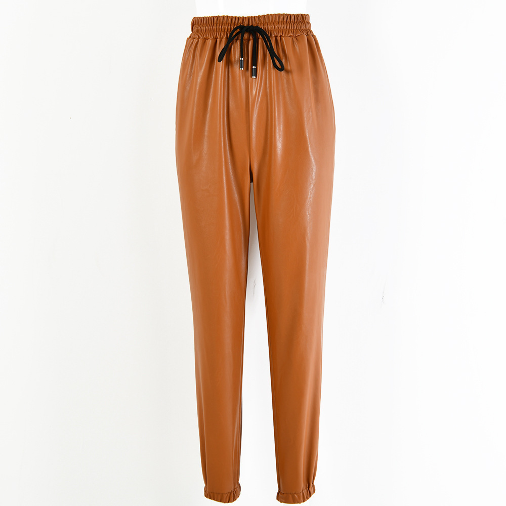 DEAT Pu Leather Harem Pants Fashion Women Black Loose Trousers Autumn Winter Female Casual High Waist Pantalon MG756 201109