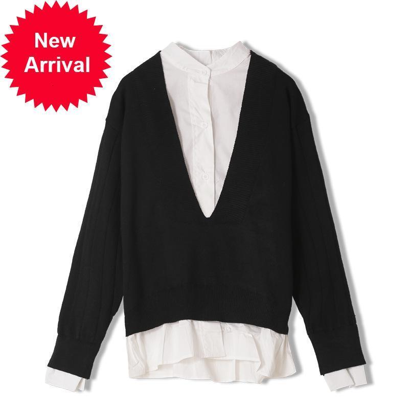 Retro 2021 New Fashion Runway False Black Sewing Two Parts Female Winter Long Sleeve New Sweater Vest 6TJS, Khaki.
Retro 2021 New Fashion Runway False Black Sewing Two Parts Female Winter Long Sleeve New Sweater Vest 6TJS, Khaki.