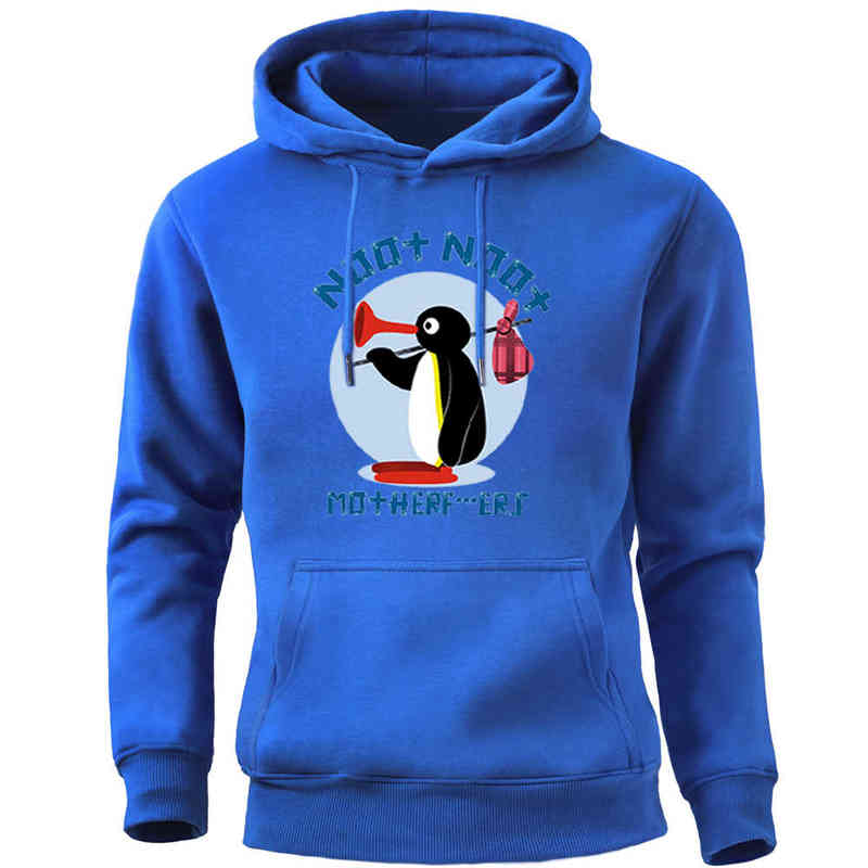 Funny Penguin Noot Mother Runaway Men Brand Hoodies Sweatshirt Autumn Winter Crewneck Round Collar Pullover Streetwear Tracksuit H1227