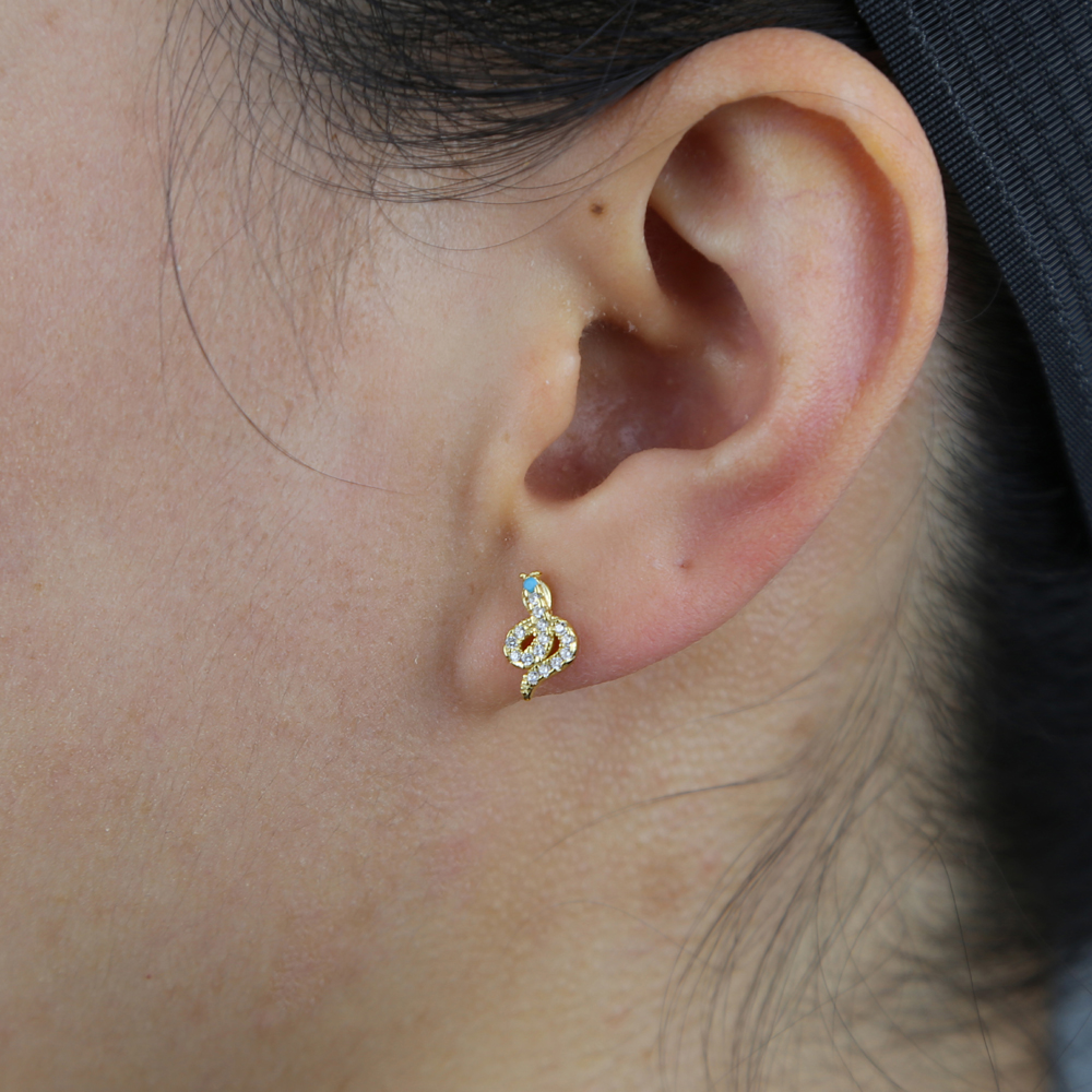 new arrived 100 silver fine snake stud earring with cz paved mini 925 sterling silver tiny animals cute stud wedding earring drop ship