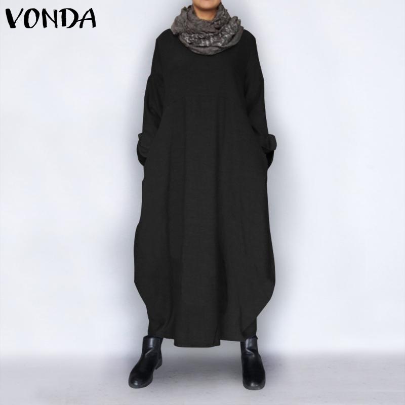 VONDA Women Autumn Winter Dress Casual O Neck Long Sleeve Maxi Long Dress Loose Autumn Sweatshirt Plus Size Bohemian Vestidos, Black
VONDA Women Autumn Winter Dress Casual O Neck Long Sleeve Maxi Long Dress Loose Autumn Sweatshirt Plus Size Bohemian Vestidos, Black