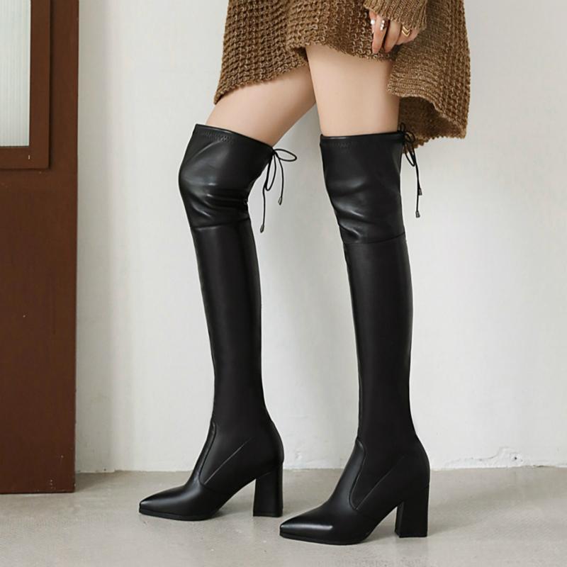 Fashion Women's Thigh High Boots Stretch Over the Knee Boots Women Square Heels Leather White Black Long Shoes Ladies, Beige
Fashion Women's Thigh High Boots Stretch Over the Knee Boots Women Square Heels Leather White Black Long Shoes Ladies, Beige