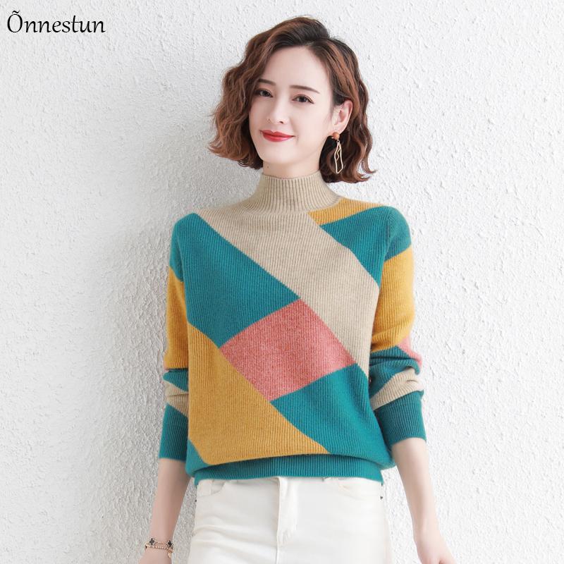 Patchwork Sweater Woman New Winter Thick Causal Knitwear Pullovers Women Clothes Turtleneck Jumper Sweater For Woman, Brown
Patchwork Sweater Woman New Winter Thick Causal Knitwear Pullovers Women Clothes Turtleneck Jumper Sweater For Woman, Brown