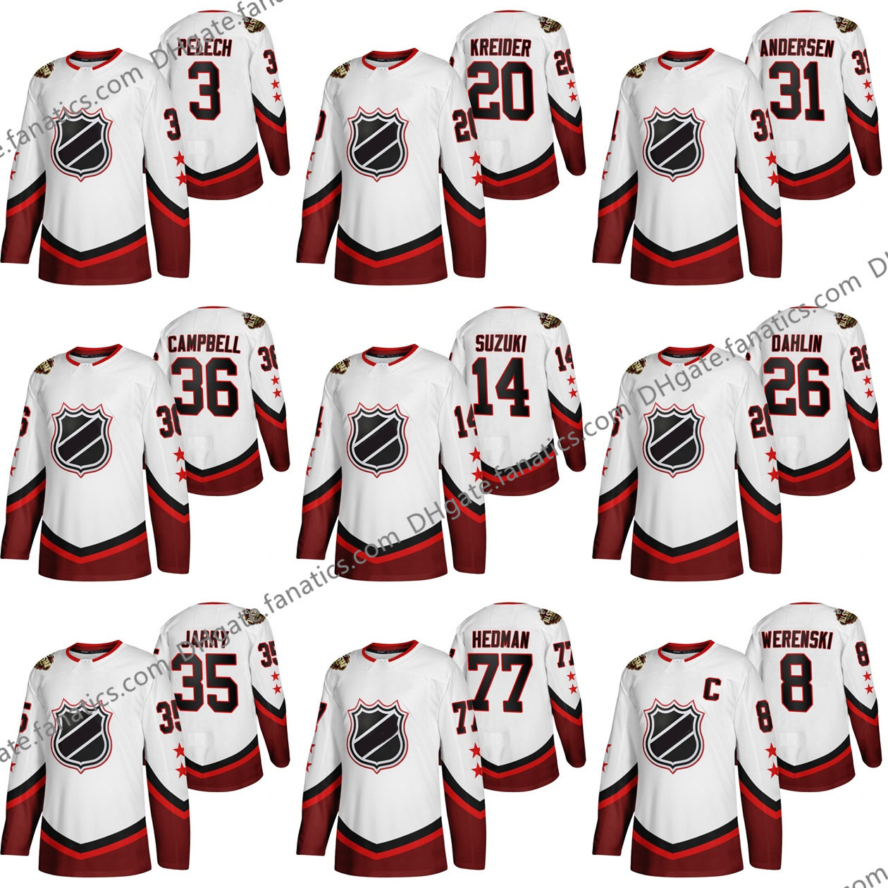 Stitched 2022 All-Star Jersey 77 Victor Hedman 36 Campbell 35 Tristan Jarry 20 Chris Kreider 3 Pelech 31 Frederik Andersen 26 Rasmus Dahlin 14 Suzuki 8 Zach Werenski, 19 drake batherson
Stitched 2022 All-Star Jersey 77 Victor Hedman 36 Campbell 35 Tristan Jarry 20 Chris Kreider 3 Pelech 31 Frederik Andersen 26 Rasmus Dahlin 14 Suzuki 8 Zach Werenski, 19 drake batherson