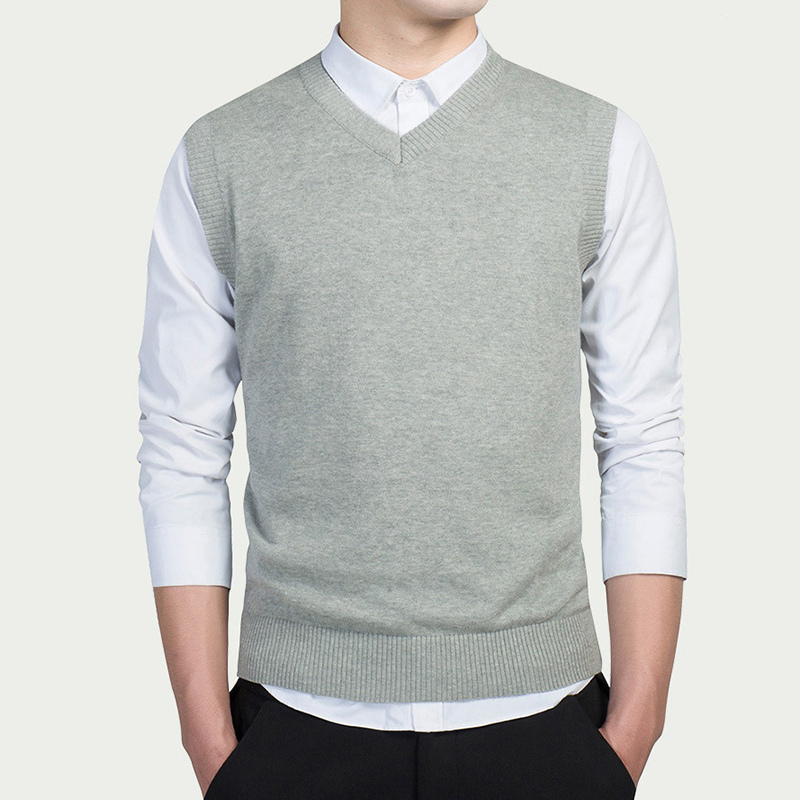Mens Knitted Slim Sweater Vests Tops Sleeveless VNeck Solid Male Pullover Sweaters Fashion Streetwear Man Vest Clothes 201125
