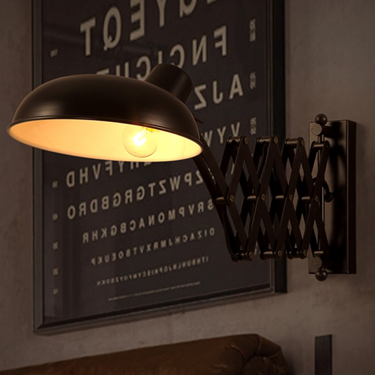 American retro industrial style retractable wall lamp creative personality dining room bedroom study elongated wall light