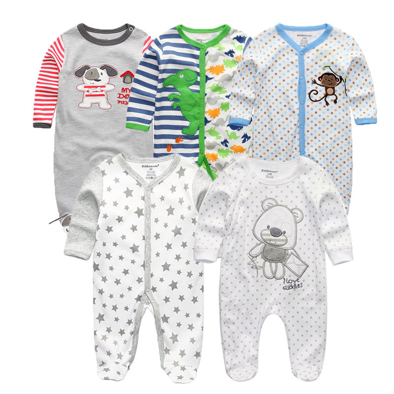 Winter 5Pcs Newbron Full Sleeve Baby Rompers Sets Baby Jumpsuit Infant Girl&Boys Clothes roupas de bebe Baby Onesies LJ201023
