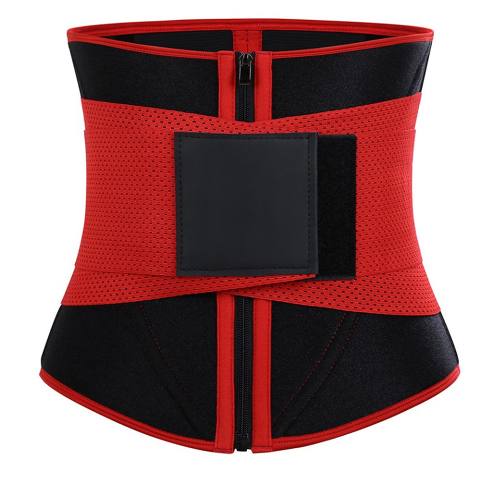 Neoprene/Latex 7 Spiral Steels Boned Sweat Waist Trainer Corset Trimmer Belt for Women Waist Cincher Body Shaper Slimmer Black Red