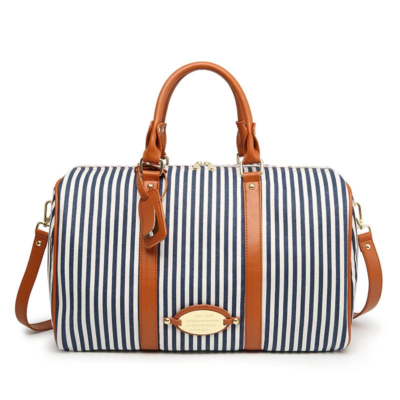 New Contrast Color Striped Canvas Travel Bag, One-shoulder Carry Luggage Bag, Fashion Yoga Bag Gym Accessories Men, Beige 
New Contrast Color Striped Canvas Travel Bag, One-shoulder Carry Luggage Bag, Fashion Yoga Bag Gym Accessories Men, Beige