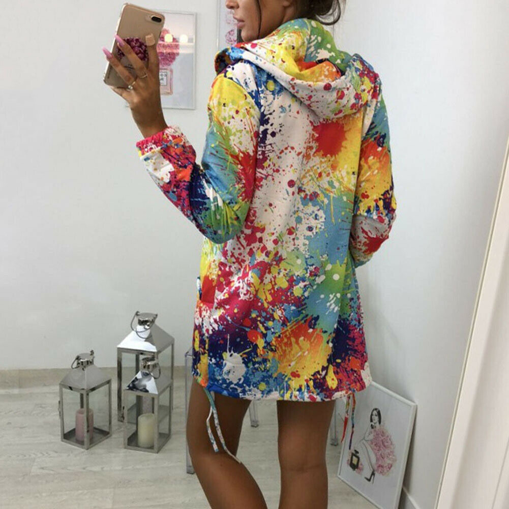 Women Rainbow Graffiti Style Jacket Coat Printing Long Sleeve Breathable Autumn Jackets Ladies Coats DO99 T200111