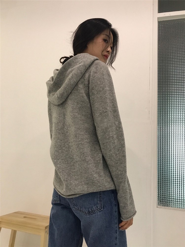Cashmere Knitted Jumpers Woman Sweater Hooded 2Colors Korean Style Hot Sale Fashion Pullover Female Woolen Knitwear Clothes Tops 201109