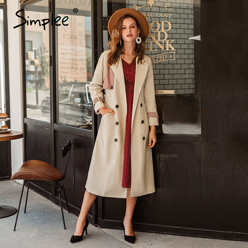 Elegant apricot autumn winter women wind coat Office lady lace up female trench coat Causal straight fashion long coat 201111