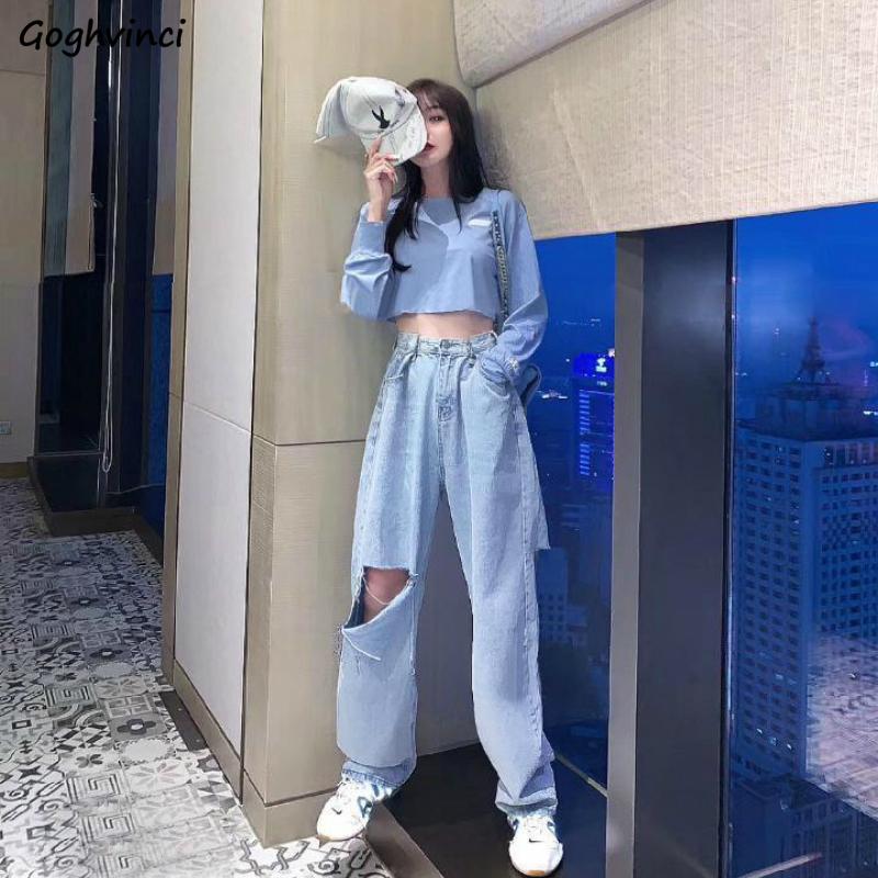Jeans Women Vintage Hole Wide Leg Trousers Streetwear High Waist Leisure Simple Denim New Korean Style Baggy All-match Fashion, Blue
Jeans Women Vintage Hole Wide Leg Trousers Streetwear High Waist Leisure Simple Denim New Korean Style Baggy All-match Fashion, Blue