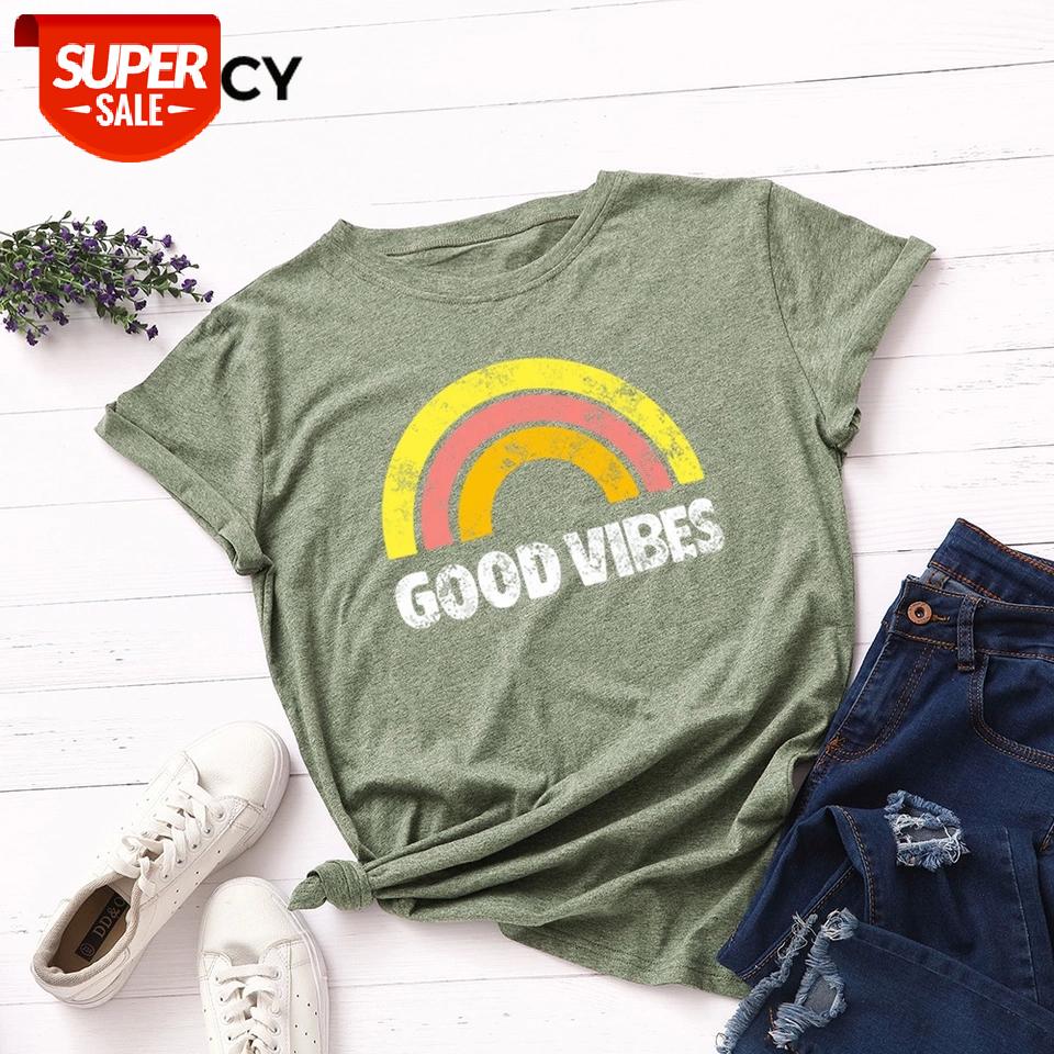 JFUNCY 100% Cotton Summer Woman T-Shirt Good Vibes Print Women Tshirt Plus Size Loose Tops Rainbow Graphic Tees Female Shirts #1U7I, White
JFUNCY 100% Cotton Summer Woman T-Shirt Good Vibes Print Women Tshirt Plus Size Loose Tops Rainbow Graphic Tees Female Shirts #1U7I, White