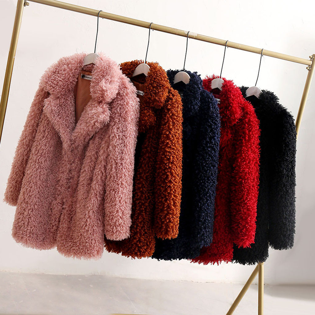 Fashion Women Circle Wool Loose Long Sleeve Turn-Down Collar Warm Plush Coat Oversize Teddy Coat Plush Warm Overcoat Female#y4 Y201004