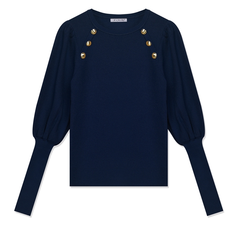 HLBCBG High quality puff sleeves Womens Sweaters Fashion Knitted Pullover Sweater Fall Winter Soft Female Jumper Top Jersey Pull 201225
