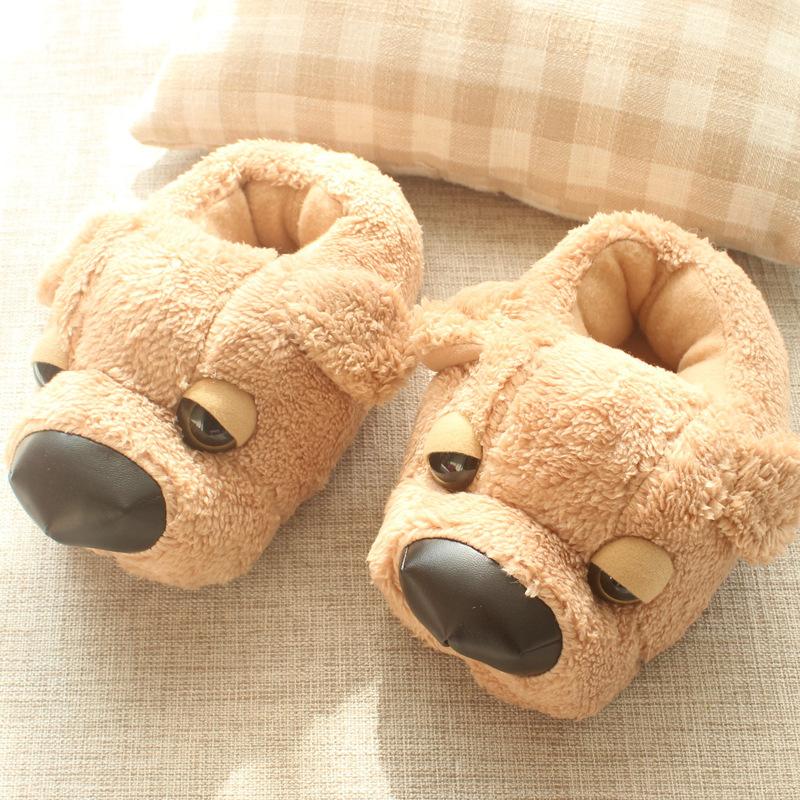 Slippers Funny Home Indoor Floor Shoes Cute Animal Dog Winter Thick Plush Lazy Warm Furry1