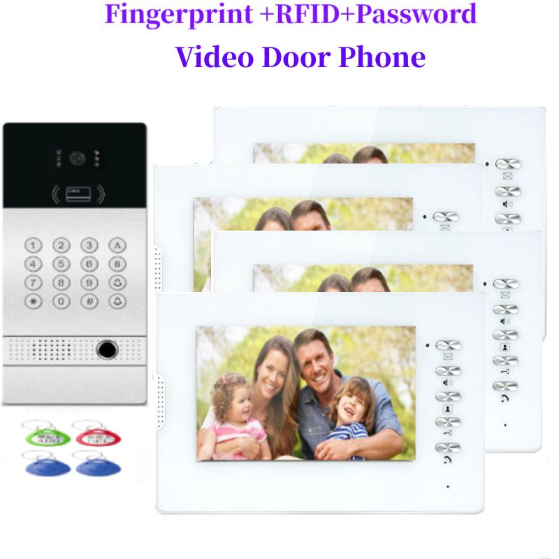 Wired Fingerprint password RFID 7'' TFT Color Video Intercom Doorbell System 1~4 Monitor Video Door Phone Entry Home
Wired Fingerprint password RFID 7'' TFT Color Video Intercom Doorbell System 1~4 Monitor Video Door Phone Entry Home