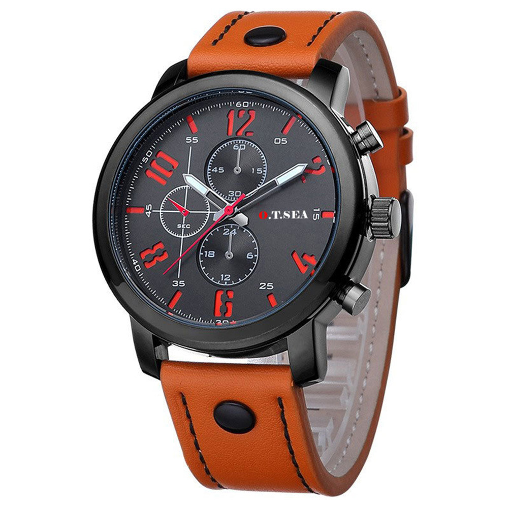 Men's Business Leisure High Fake Quality Three Eyelid Quartz Watch, Blue