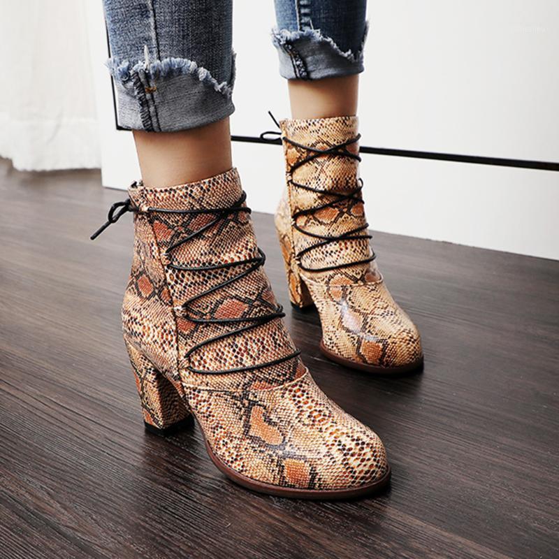 Vintage Women Boots with thick scrub Snake Grain Round Toe Zipper Booties winter keep warm Square Heels Plus size 43 shoes1, Brown
Vintage Women Boots with thick scrub Snake Grain Round Toe Zipper Booties winter keep warm Square Heels Plus size 43 shoes1, Brown