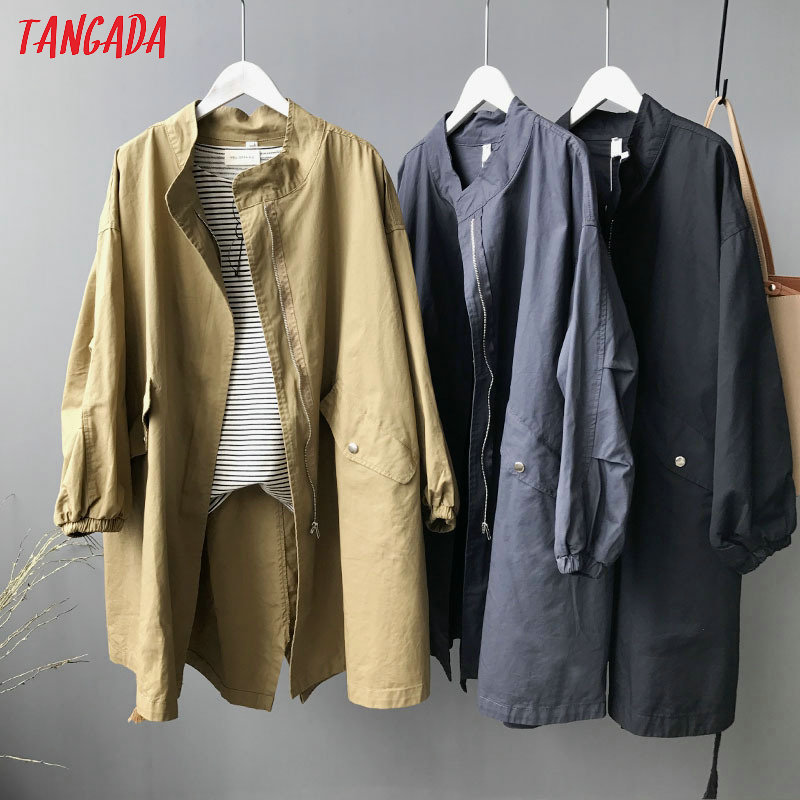Tangada women oversized boyfriend style trench coat 2020 fashion ladies casual spring tops high quality ASF40 T200810