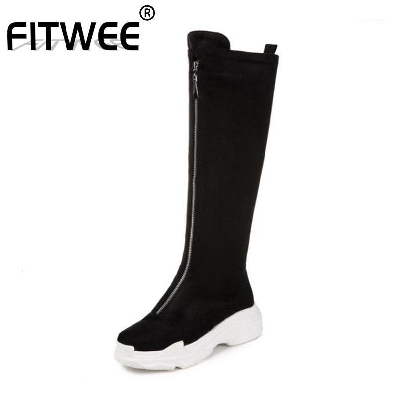 FITWEE Ladies Black White Boots Platform Front Zipper Winter Knee High Boots Round Toe Classics Shoes Woman Size 29-431
FITWEE Ladies Black White Boots Platform Front Zipper Winter Knee High Boots Round Toe Classics Shoes Woman Size 29-431